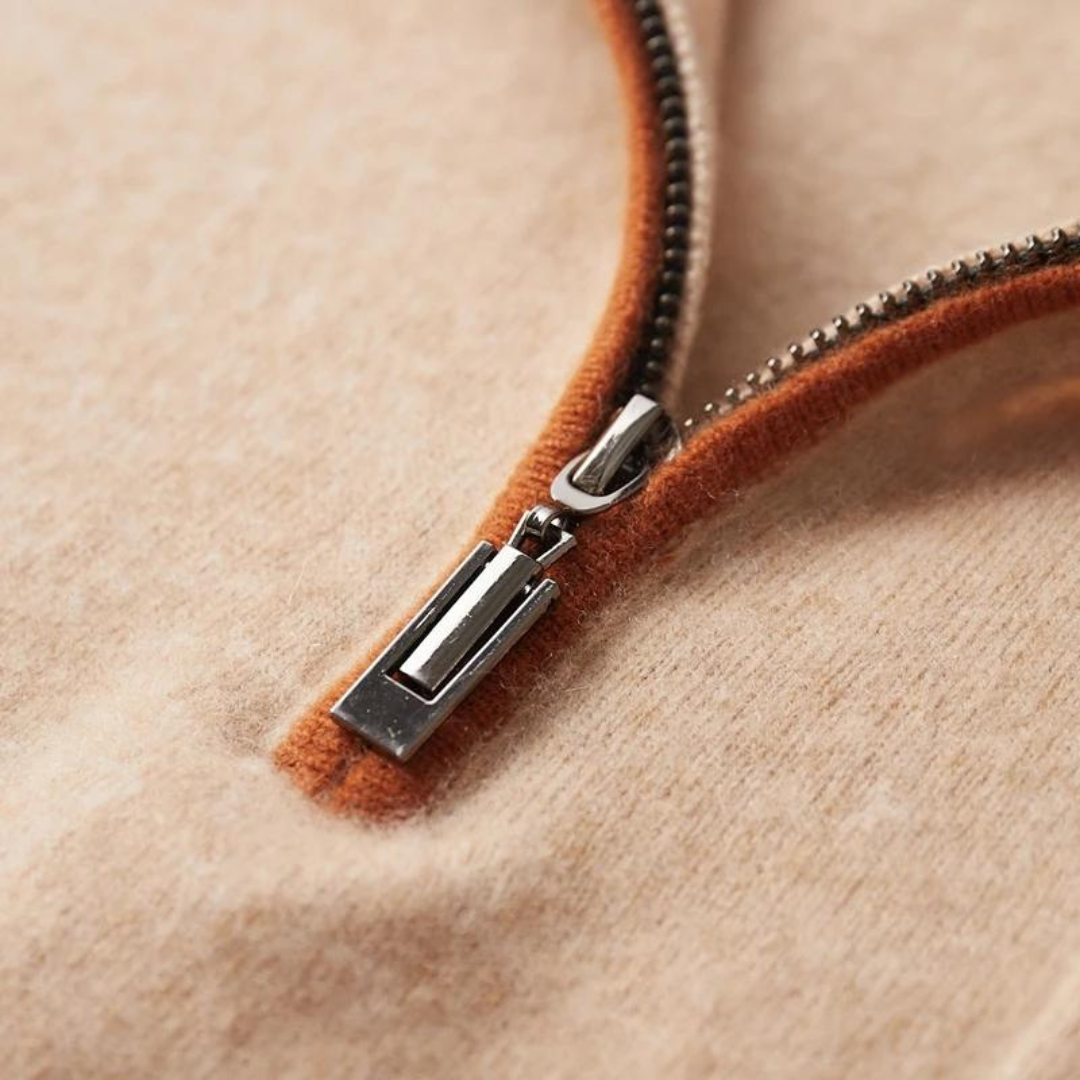 100% CASHMERE POLO ZIP UP