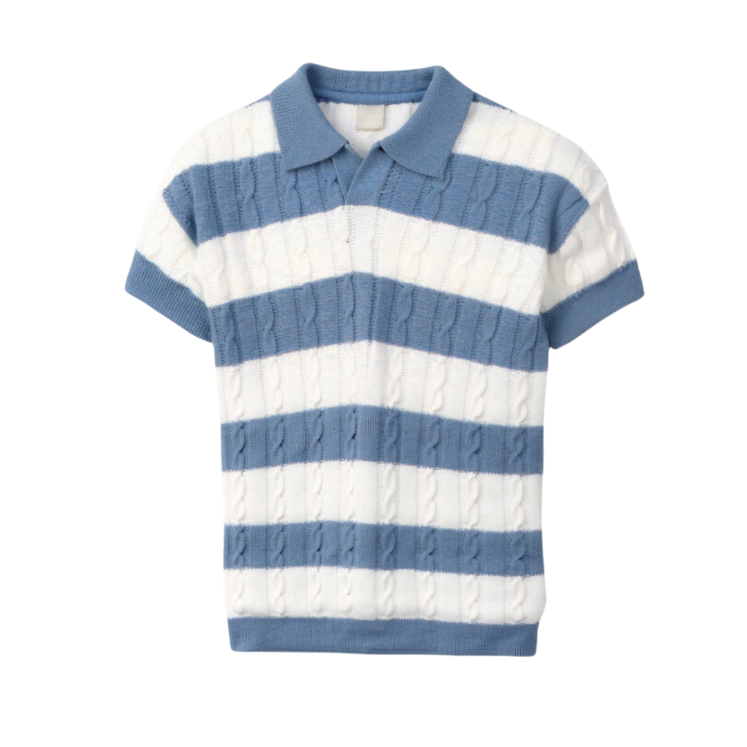NOBA White Stripe Polo
